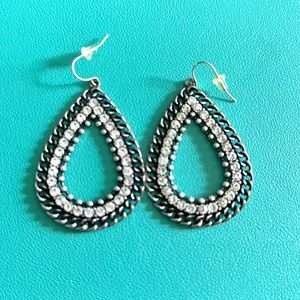 Bling/gun metal earrings 3 inches in length. Excellent condition.